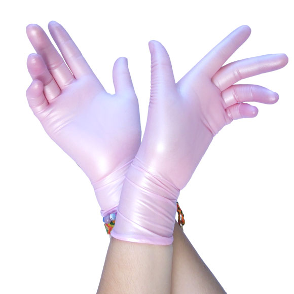 Pink Nitrile Aloe Gloves from Wholesale Harvest Supply