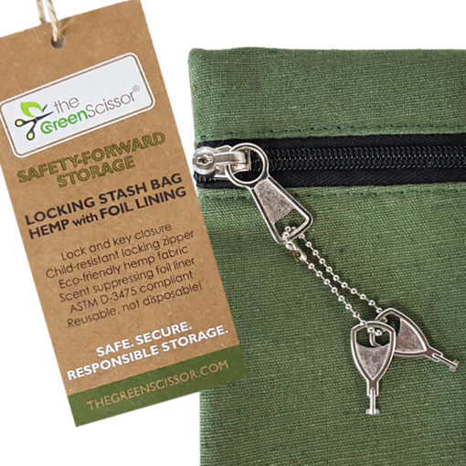 The Green Scissor Locking Stash Bag: Hemp