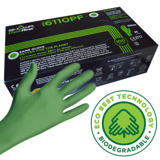 Showa Nitrile Gloves Biodegradable GREEN