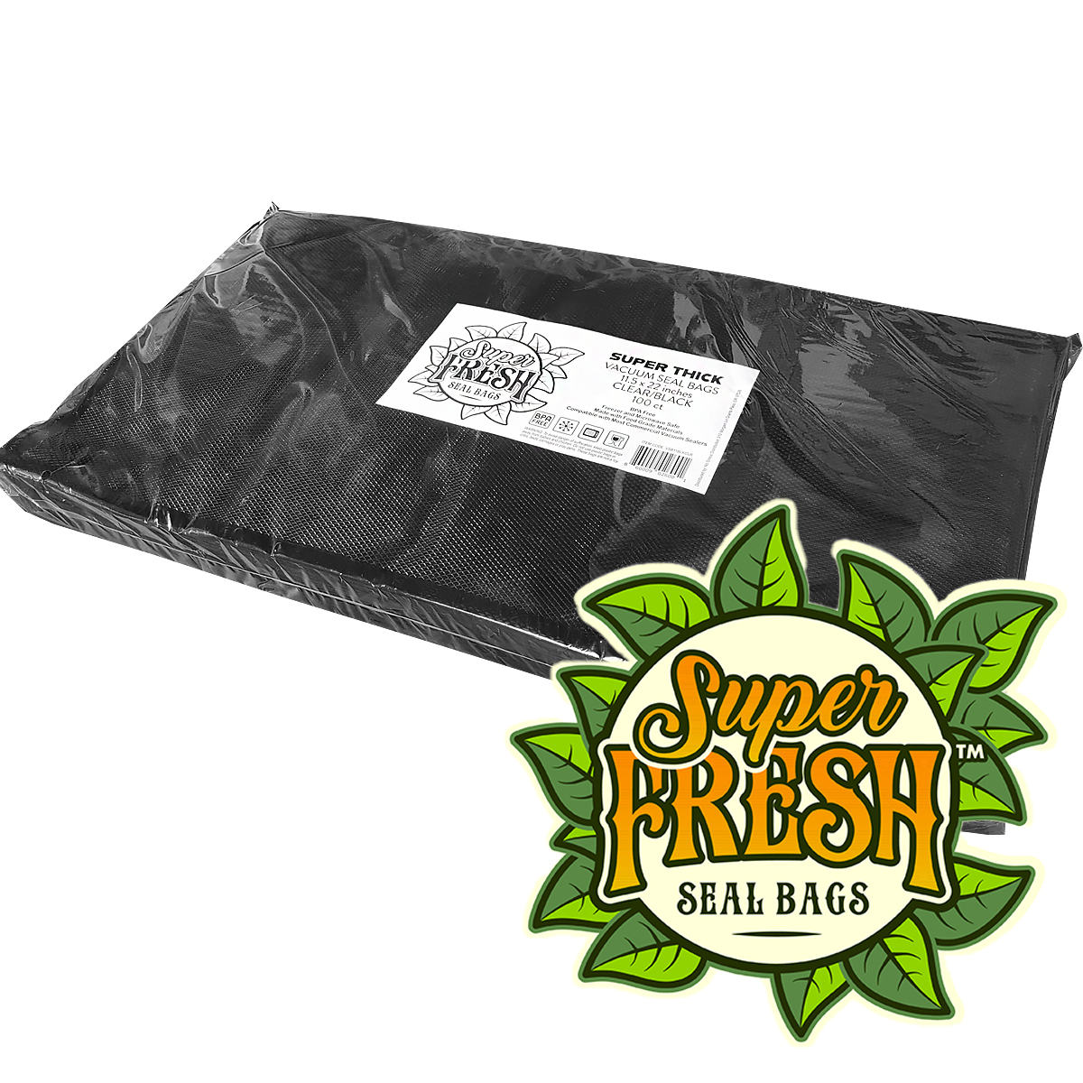 StashBags 15in x 50ft Vacuum Seal Roll Black & Clear