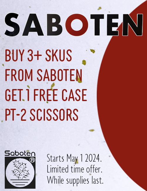 SABOTEN PROMO: Buy 3 or more SABOTEN SKUs and get 1 free case PT-2 Scissors